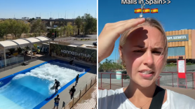 Una influencer estadounidense entra en un centro comercial de España y alucina con lo que se encuentra: "Tienen surf, escalada y hasta gente buceando"