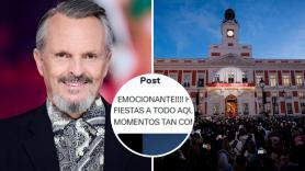 Miguel Bosé ve esta escena en la Puerta del Sol de Madrid y usa dos palabras que igual le amargan las navidades al PP de Ayuso