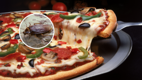 Iba a dar el último bocado a su pizza y se encontró con el horror: "Pensé que era un champiñón, pero era una cucaracha"