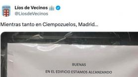 Un vecino de Madrid cuelga un cartel por unos olores en el edificio y el mensaje que pone al final ya es historia de España