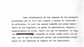 Documentos 23-F: aparece tachado el nombre de una familia que dio apoyo económico a los implicados en el golpe
