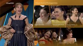 Victoria Abril va entregar el Goya a mejor actriz, se para para decir algo y las caras de ellas son para verlas