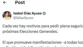 Ayuso publica este polémico tuit en plena jornada de reflexión: un historiador le da una réplica de las que no se olvidan