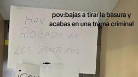 Un vecino cuelga un cartel en el ascensor porque han robado en los trasteros y muchos piden ya la continuación de la trama