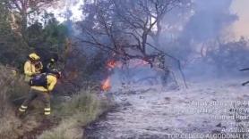 Batalla contra el fuego en Doñana por dos focos, en plena noche del salto de la reja