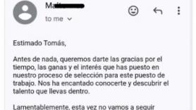 Una empresa rechaza a un candidato de trabajo y la respuesta que da es para que le hagan el dueño