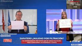 Alfonso Serrano y Pablo Fernández se enzarzan sacando dos carteles con acusaciones directas: "El original siempre es mejor que la copia"