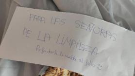 El mensaje que dejan unas clientas del hotel a la camarera de pisos del que tomar ejemplo: "Sabemos que es un trabajo no siempre agradable"