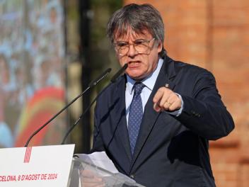Carles Puigdemont, en su mitin el día de su aparición y desaparición en Barcelona
