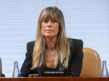 Begoña Gómez, durante su comparecencia en la Asamblea de Madrid