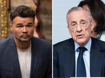 Fotomontaje de Gabriel Rufian y Florentino Pérez.