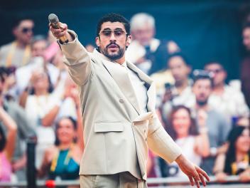 MADRID, SPAIN - MAY 30: Bad Bunny performs in concert during his "DeBI TiRAR MaS FOToS" Tour at Metropolitano Stadium on May 30, 2026 in Madrid, Spain. (Photo by Mariano Regidor/Getty Images)