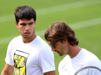 Ferrero y Alcaraz durante un entrenamiento.