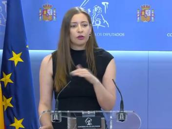 Ester Muñoz, en la rueda de prensa de los portavoces este martes.
