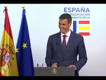 Pedro Sánchez, durante la rueda de prensa posterior al Consejo Europeo