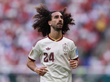 Cucurella, en el partido frente a Uruguay.
