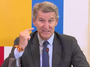 El presidente del PP, Alberto Núñez Feijóo, en la apertura de un curso de la Universidad Internacional Menéndez Pelayo sobre autonomía estratégica en la UE.
