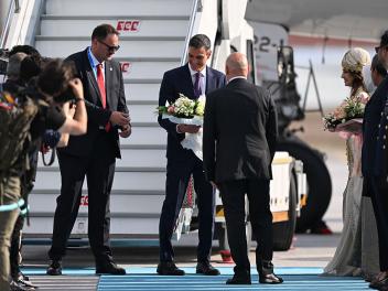 ANKARA, TURKIYE - JULY 7: Spanish Prime Minister Pedro Sanchez arrives at Ankara Airport ahead of the 36th NATO Heads of State and Government Summit in Ankara, Turkiye, on July 7, 2026. (Photo by Muhammed Abdullah Kurtar/Anadolu via Getty Images)