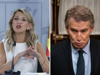 Fotomontaje de Yolanda Díaz y Alberto Núñez Feijóo.
