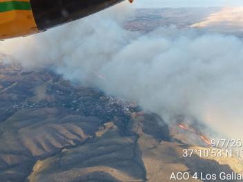 Imagen aérea facilitada del incendio de Los Gallardos (Almería) tomada en la tarde del 9 de julio