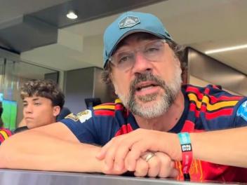 Javier Bardem durante el Francia-España.