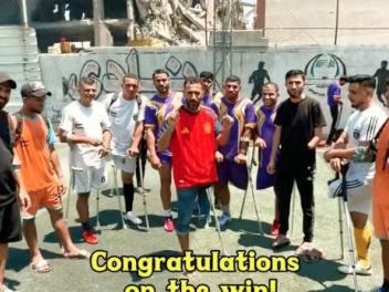 Futbolistas de Gaza Al Irada FC.