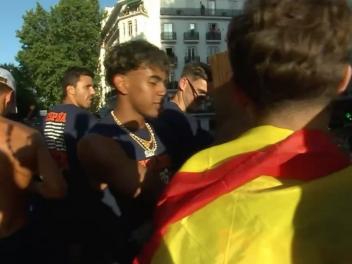 Lamine Yamal en la ruaa de la selección española.