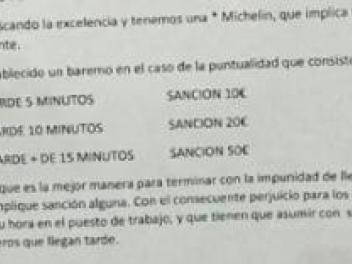 Normativa de propinas en un restaurante.