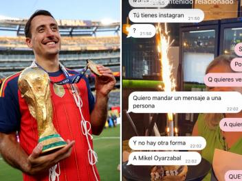El delantero vasco Mikel Oyarzabal y el mensaje de Marta Teodoro.