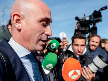 Luis Rubiales, ante los medios, en una de sus comparecencias ante el juzgado