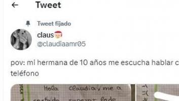 Escucha la conversación que ha tenido su hermana mayor con amigas y le escribe esta carta: tremendo