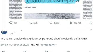 Pérez-Reverte se lleva 16.000 'me gusta' con su respuesta a "para qué sirve la valentía de la RAE"