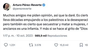 Villacastín responde a Pérez-Reverte sobre Israel y Palestina haciendo hincapié en una palabra concreta