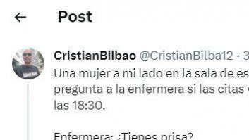 Un usuario de X alucina fuerte con la conversación que ha tenido una paciente con una enfermera