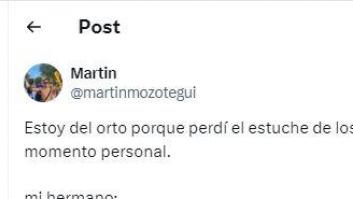 Le dice a su hermano que ha perdido el estuche de los auriculares: su respuesta es de traca