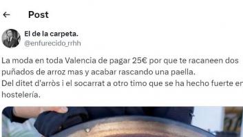 La imagen de este arroz en Valencia provoca indignación: algunos hablan directamente de timo