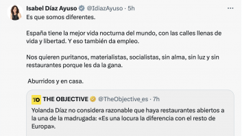 Un camarero responde a este tuit de Ayuso con una reflexión de las de tomar nota