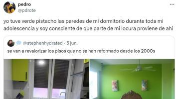 Esta broma sobre las clásicas paredes verde pistacho de los pisos de los 2000 pone X patas arriba