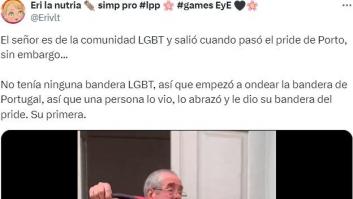 Esta es la conmovedora reacción de un anciano tras recibir su primera bandera LGTBIQ+