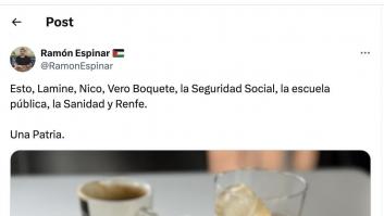 Ramón Espinar enseña lo que le han servido en un bar y dice que es "Patria"