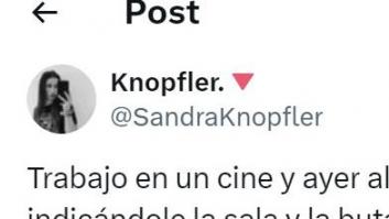 La escena que ha presenciado en el cine en el que trabaja es para hacérnoslo mirar