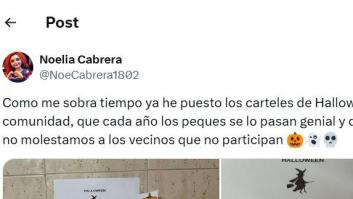 Pone estos carteles en su portal por Halloween y arrasa: 5.000 'me gusta' y subiendo