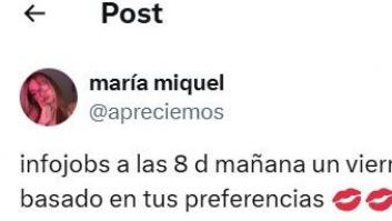 Recibe esta notificación de InfoJobs a las 8 de la mañana y su sorpresa es mayúscula: los 'me gusta', por miles