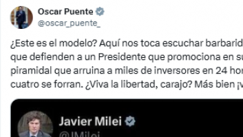 La comentada reacción de Óscar Puente al tuit de Abascal sobre Milei