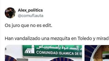 Vandalizan así la puerta de una mezquita en Toledo y el resultado desata las risas: "¡Suspenso en fascismo!"