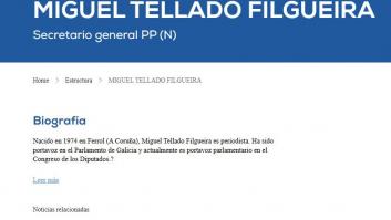 Miguel Tellado actualiza su currículum en la web del PP: ya no es periodista