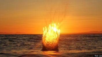 La foto de Rob Leslie del impacto de una piedra en el océano durante la puesta de sol se hace viral (FOTO, VÍDEO)