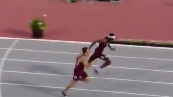 El atleta de la cinta blanca deja boquiabierto a todo el mundo con su llegada a la meta