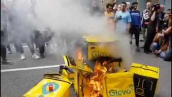 Repartidores de Glovo protestan en Barcelona por la muerte de un compañero