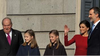 Los reyes eméritos, Juan Carlos I y Sofía, acuden juntos a la recepción de Carlos III en Buckingham Palace